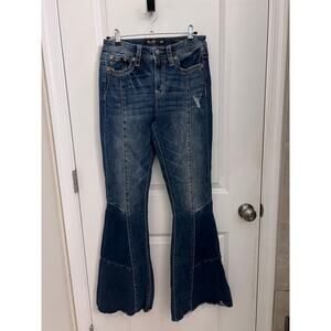 Miss Me Women's High Rise Flare Patchwork Heaven Jeans 28 Cowgirl Western Hippie